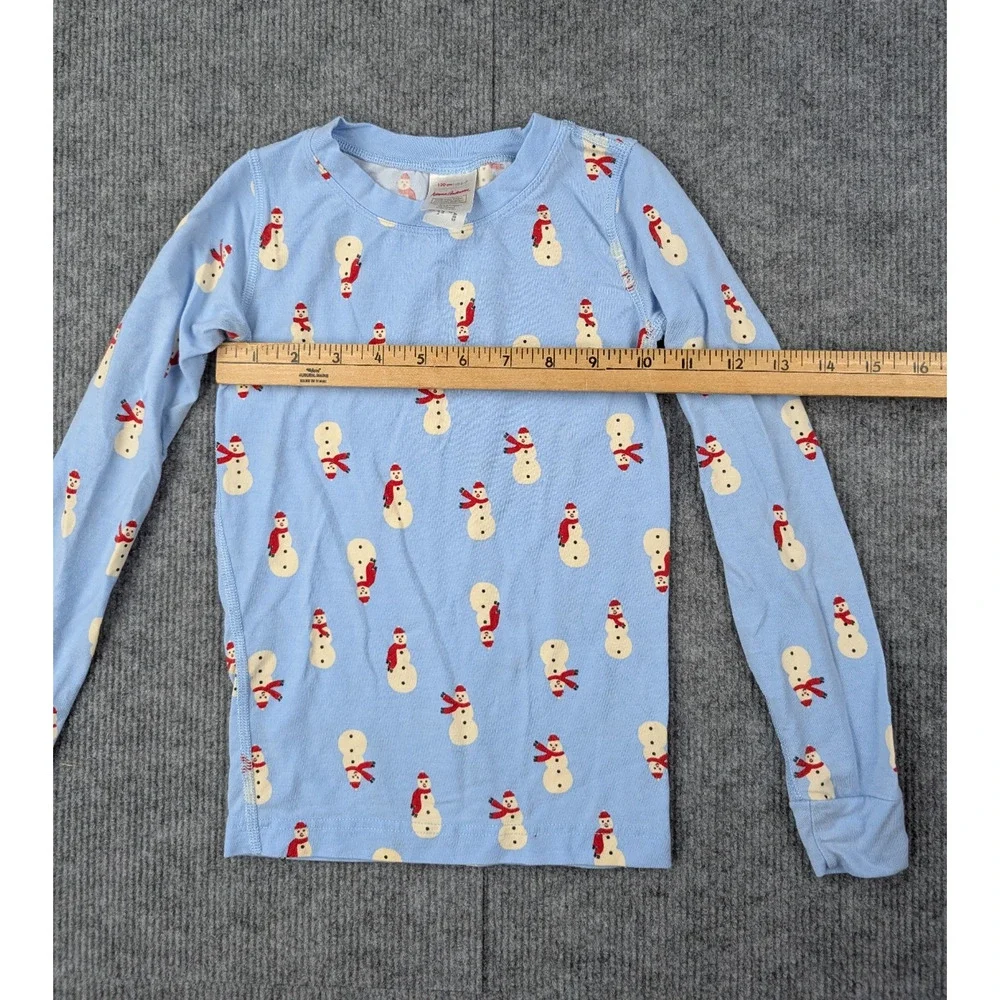 Hanna Anderson Pajama Set 120CM 6-7 Blue Snowman Lightweight Tencel Novelty